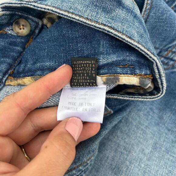 Vintage Roberto Cavalli Y2K Micro Mini Jean Denim Skirt Rhinestone Large - Picture 9 of 12